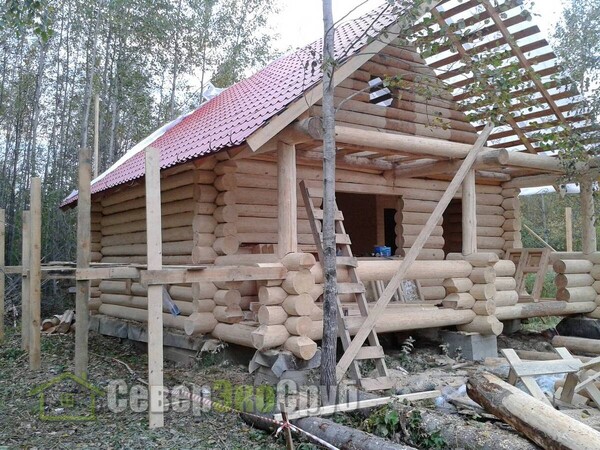 Сборка дома 6 на 8 из бревна в городе Верея (Наро-Фоминский район)